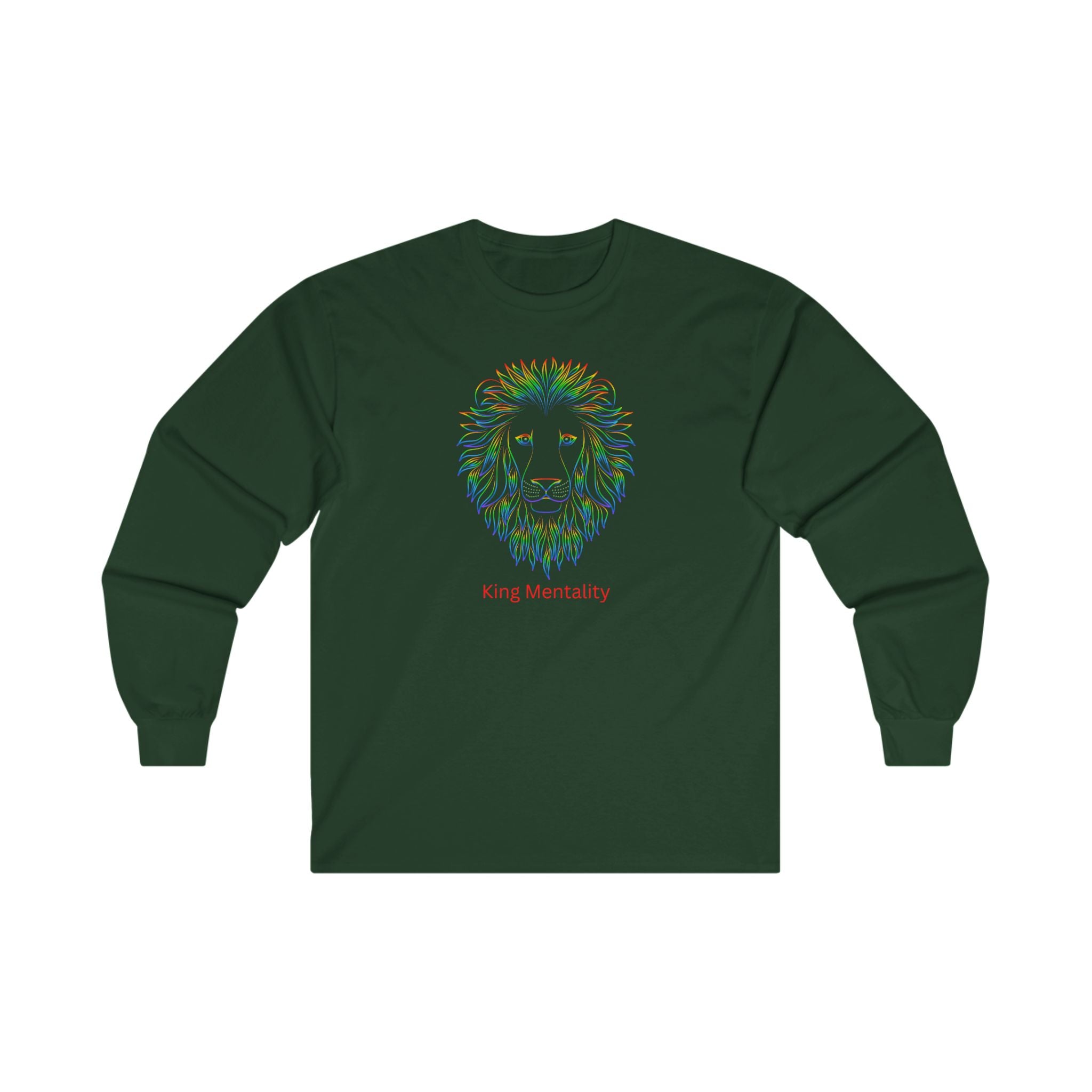 King Mentality Men's Long Sleeve Tee - Inspirational Lion Design