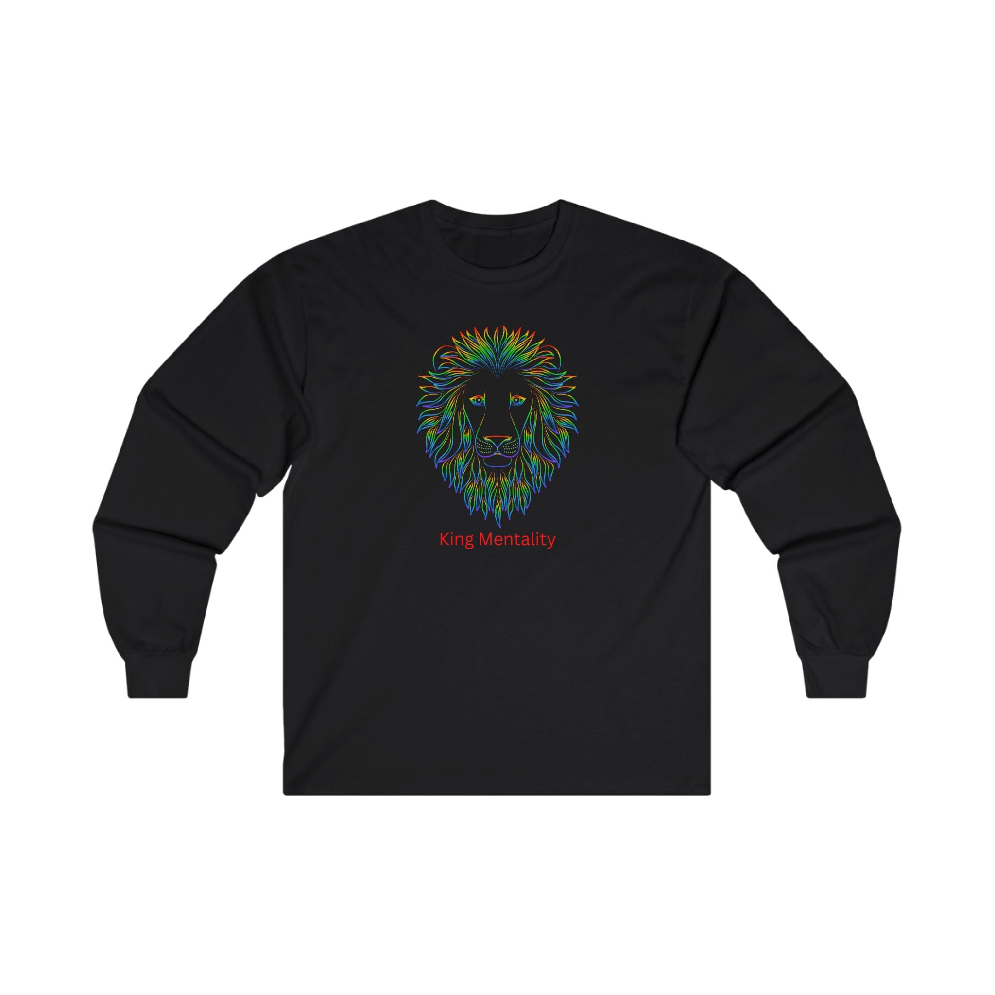 King Mentality Men's Long Sleeve Tee - Inspirational Lion Design