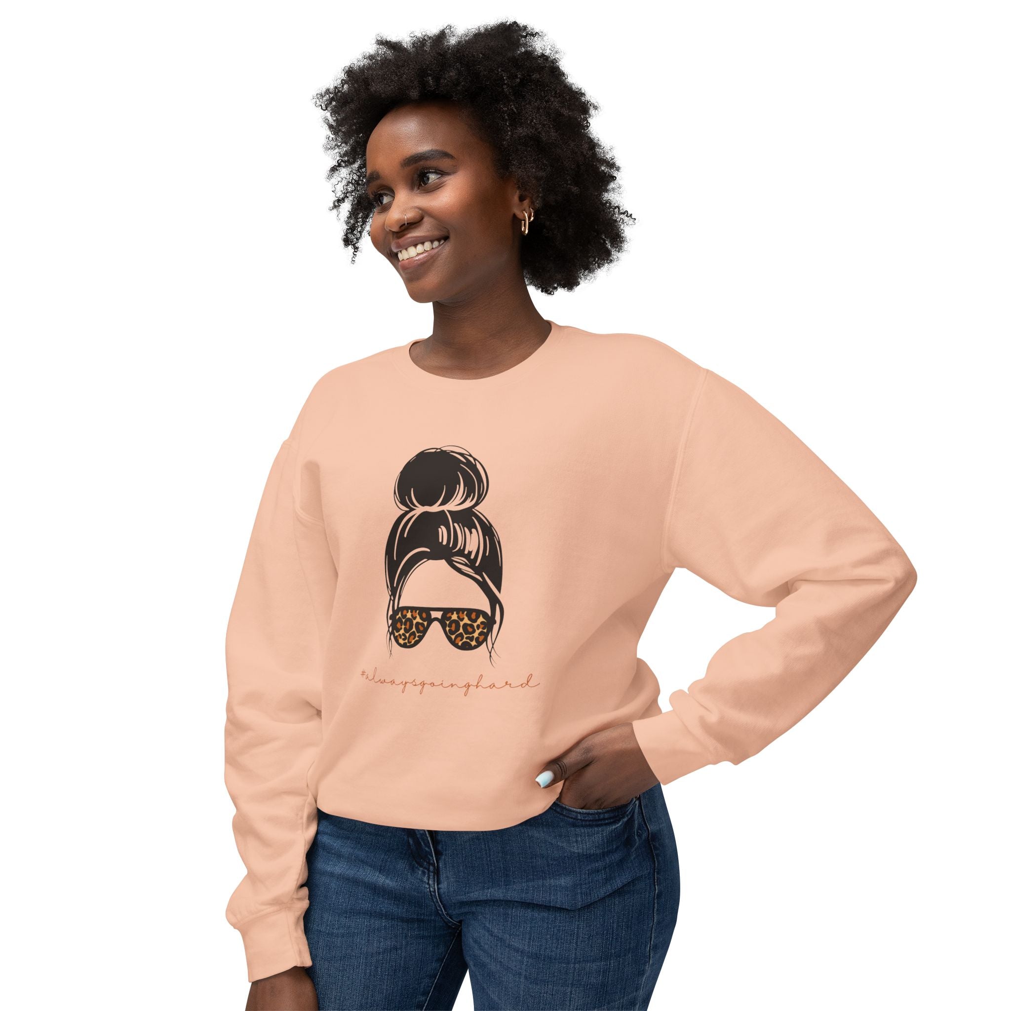 #alwaysgoinghard Lightweight Women's Crewneck Sweatshirt – Chic and Trendy Style for Fashion Lovers