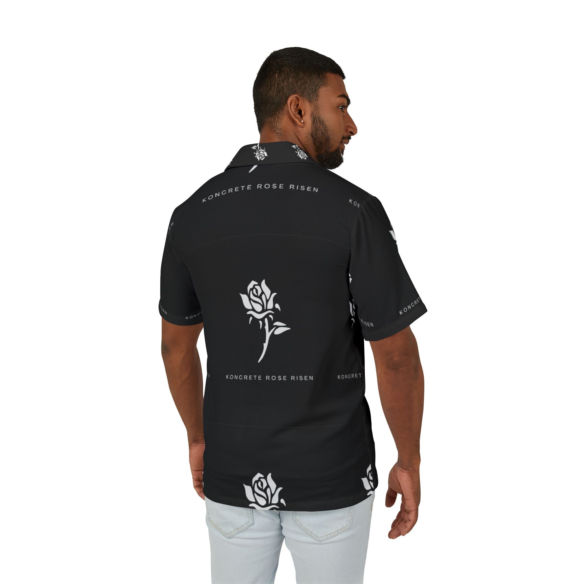 Men's Hawaiian Camp Shirt - Koncrete Ro$e Design for Summer Vibes