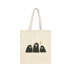 Halloween Cotton Canvas Tote Bag - 'Halloqueen' Design with Friendly Ghosts