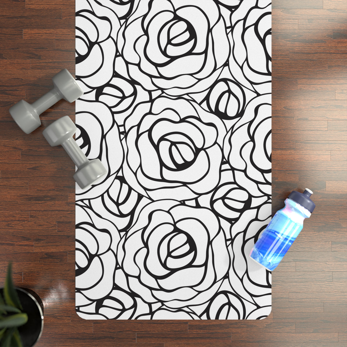 Elegant Floral Rubber Yoga Mat - Non-Slip Workout Mat for Home or Studio