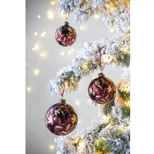 D3.9 Christmas Ball Ornaments, Glass Decorative Hanging Ball Christmas Tree Ornaments For Holiday Party Decorations, Set Of 6