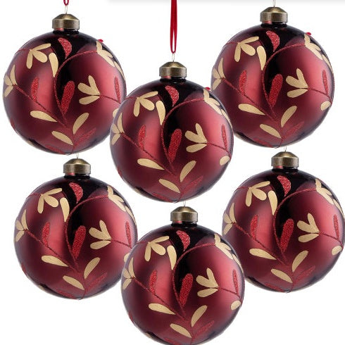 D3.9 Christmas Ball Ornaments, Glass Decorative Hanging Ball Christmas Tree Ornaments For Holiday Party Decorations, Set Of 6